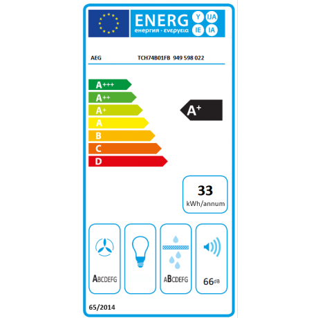 AEG TCH74B01FB Επαγωγική Εστία με Απορροφητήρα 70cm